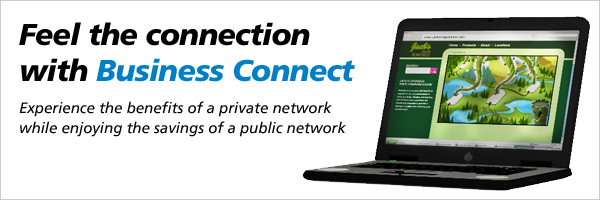 Feel the connection with Business Connect. Experience the benefits of a private network while enjoying the savings of a public network.