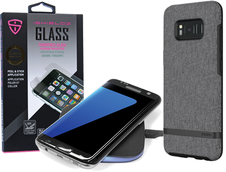 screen protector, wireless charger, and case