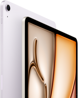 iPad Air, Purple colour, front exterior, back exterior, 12MP Wide back camera on top left corner