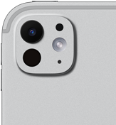 iPad Pro, back exterior, silver colour, pro camera system with five-element lens and adaptive true tone flash