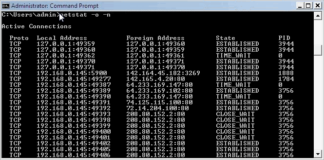 Using Netstat to find programs using up Internet bandwidth in Windows XP, Vista, and 7 11365-netstat1-20131125