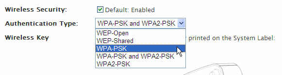 2Wire or Pace gateway - Wireless - Security