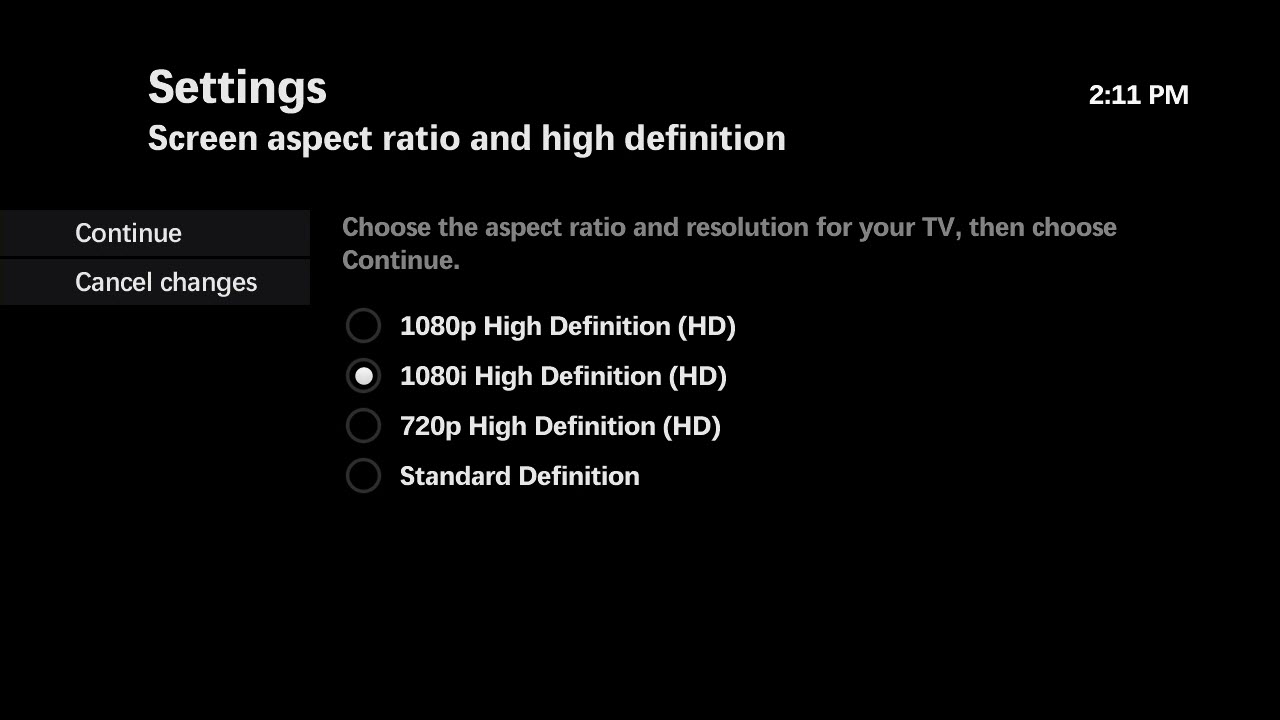 Setting the maxTV picture size (aspect ratio) for your TV type