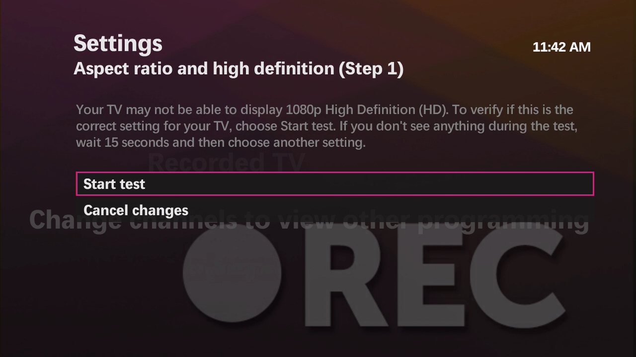 Setting the maxTV picture size (aspect ratio) for your TV type