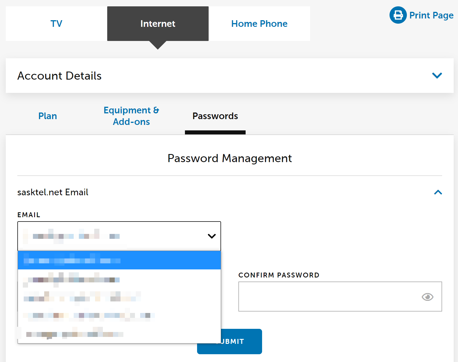 Changing or resetting your email password in mySASKTEL