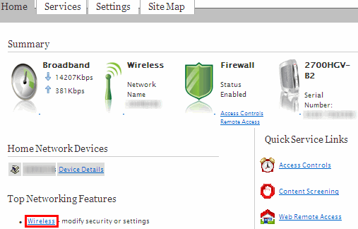 finding the wireless security type on the 2wire or pace gateway