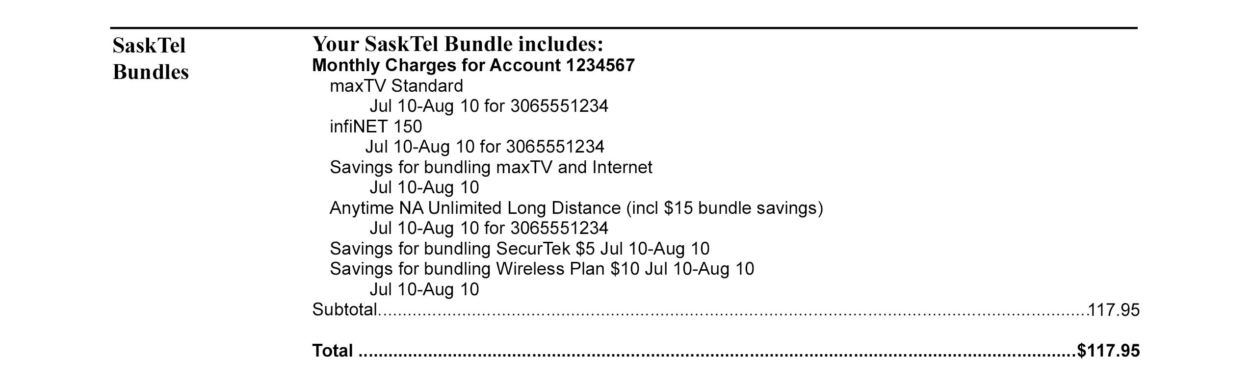 Understanding your SaskTel bill or eBILL Support SaskTel