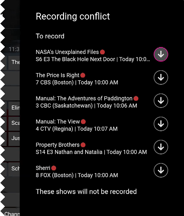 Fixing a recording conflict on maxTV Stream Cloud PVR Support SaskTel