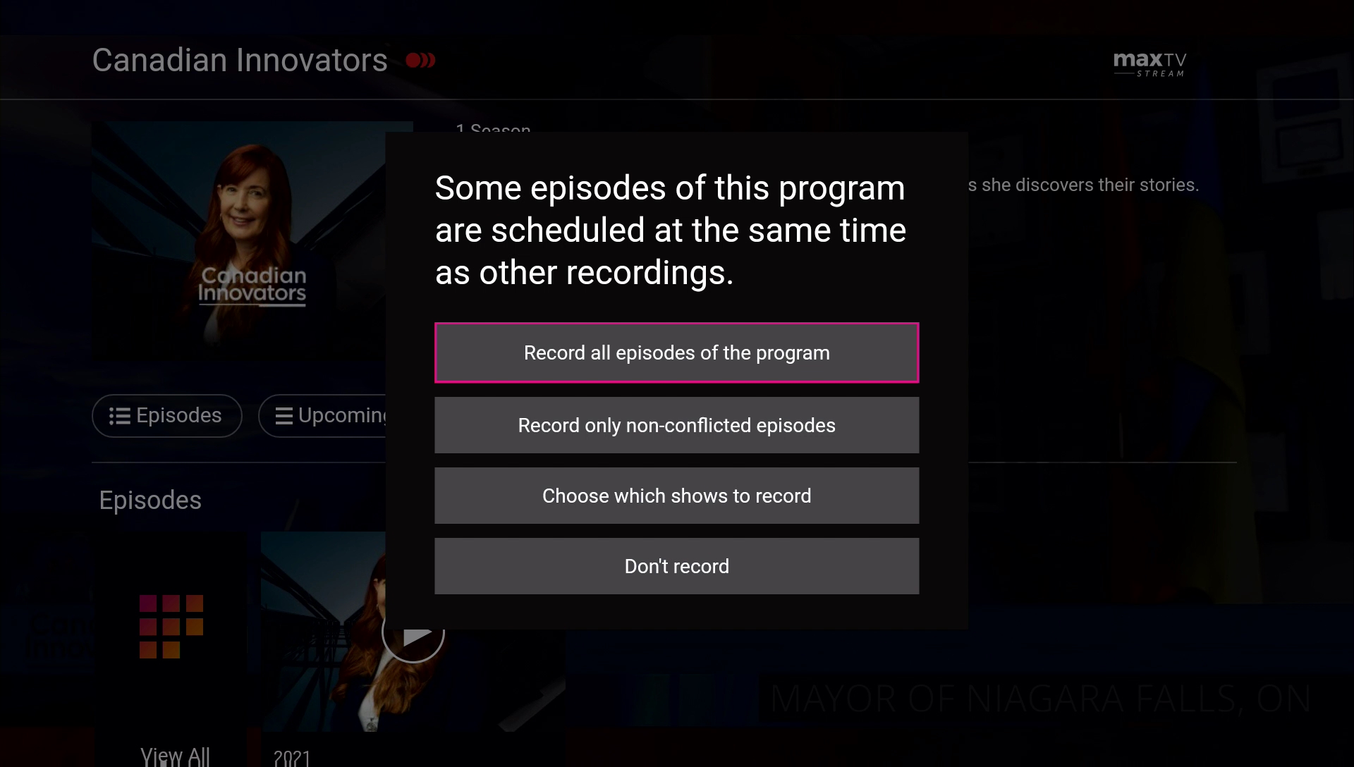 Fixing a recording conflict on maxTV Stream Cloud PVR Support SaskTel