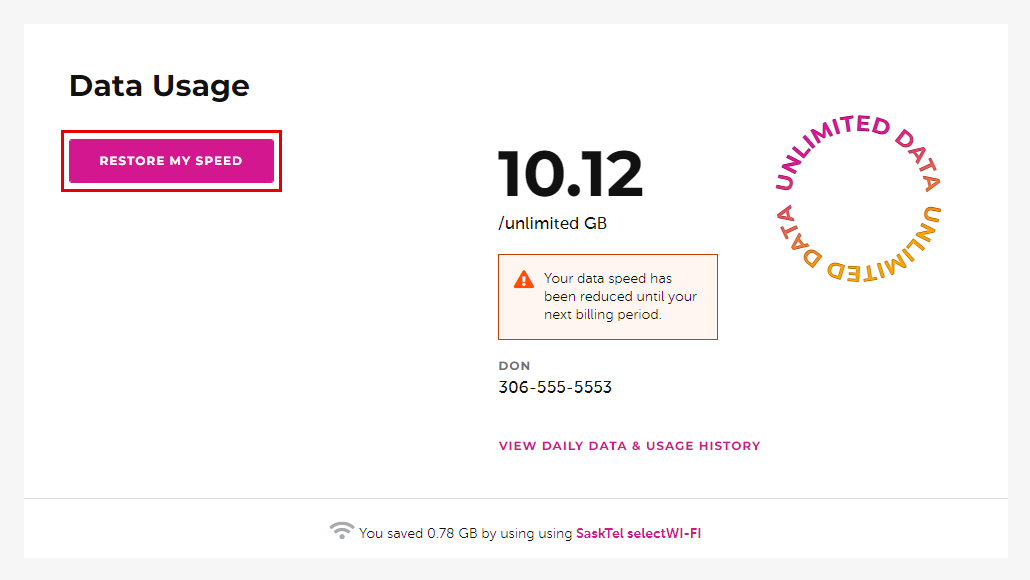 Personal Restoring your wireless data speed Support SaskTel