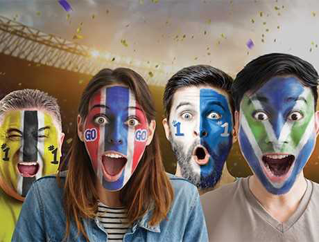 sports fans with painted faces
