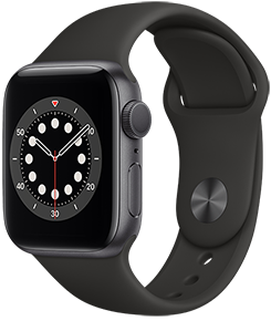 Apple Watch Series 6 GPS, 44mm Space Grey Aluminum Case with Black Sport Band