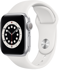 Apple Watch Series 6 GPS, 40mm Silver Aluminum Case with White Sport Band