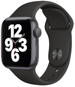 Apple Watch SE GPS, 40mm Space Grey Aluminum Case with Black Sport Band