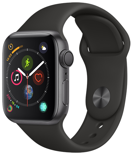 Apple Watch Series 4 GPS, 40mm Space Grey Aluminium Case with Black Sport Band