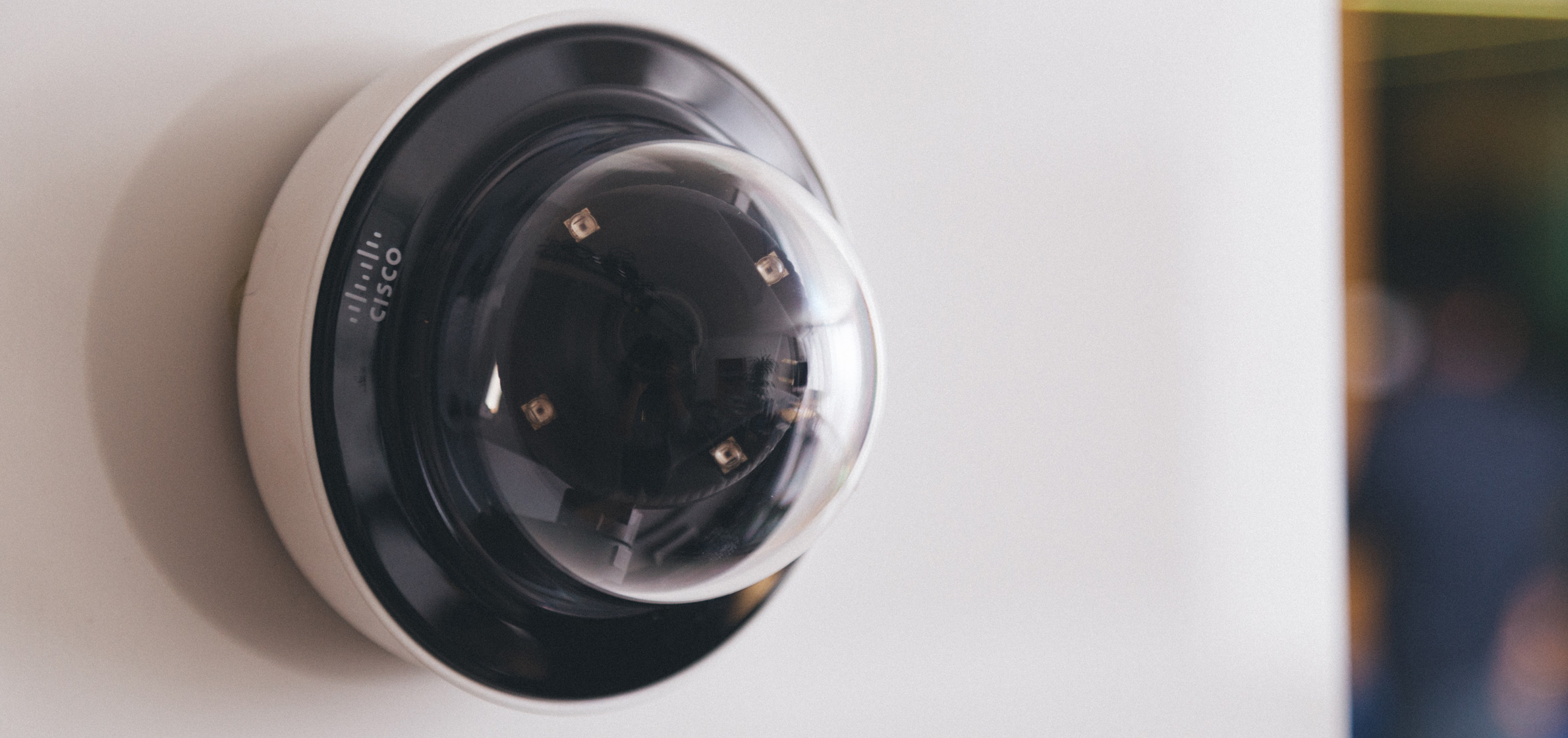 Camera mounted on wall