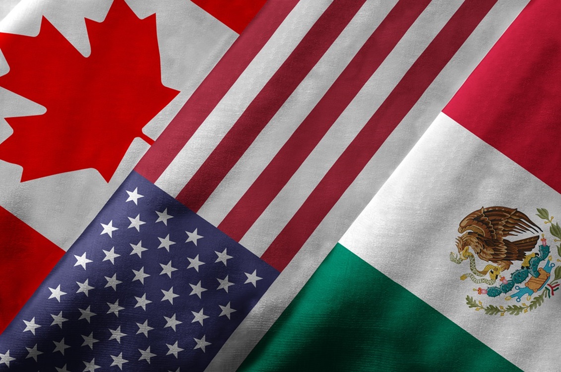 Flags of Canada, USA and Mexico