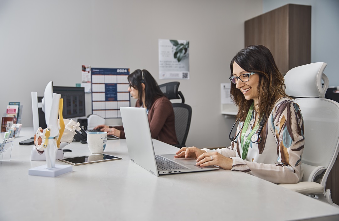 Employees working at computers