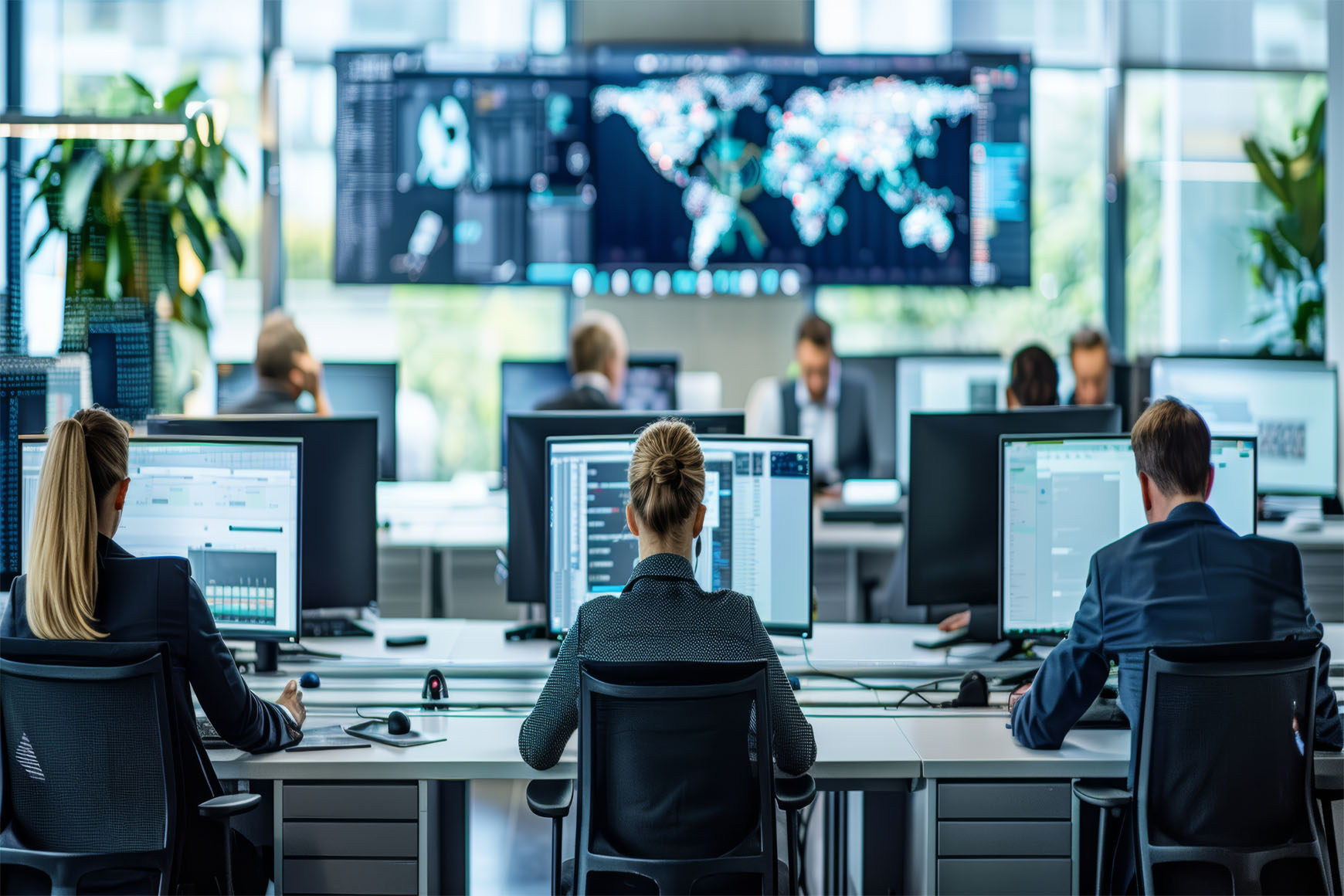 Employees working at computers