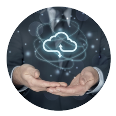 Cloud image above hands of businessman