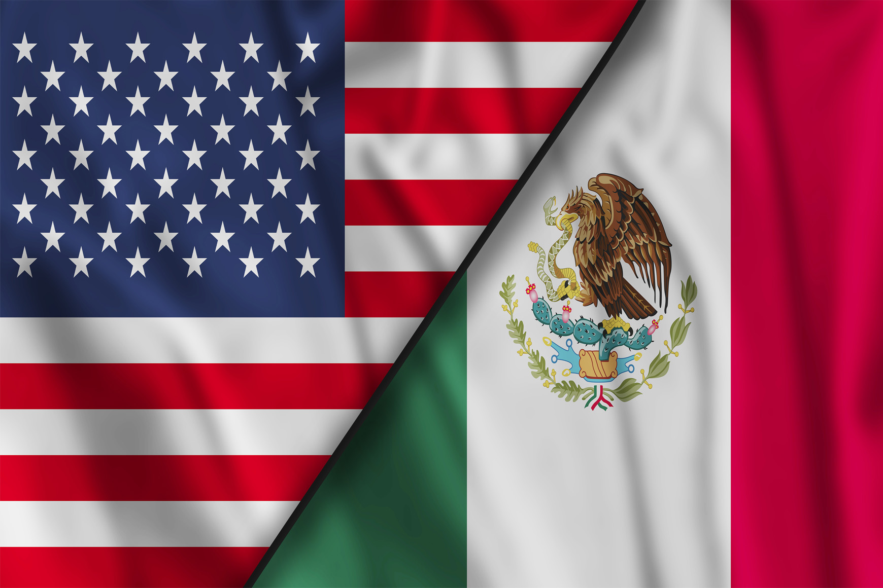 USA and Mexico Flags