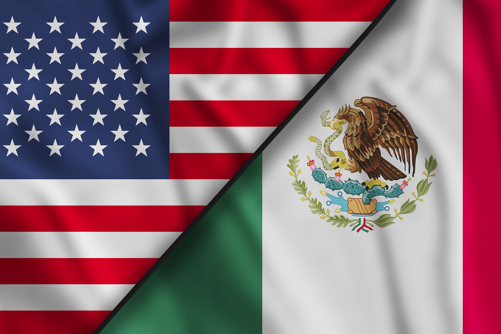 USA and Mexico Flags