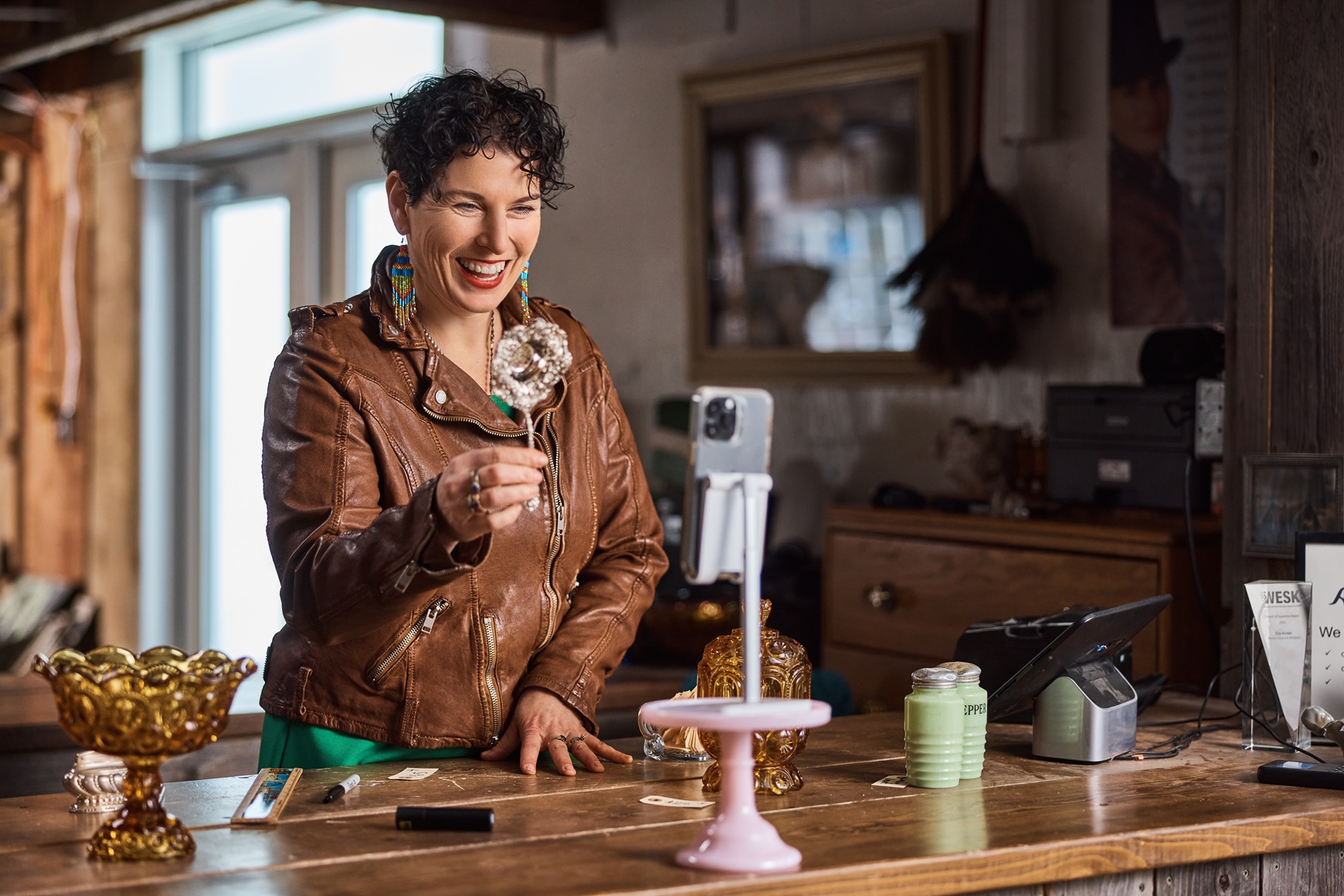 small biz person doing a live stream